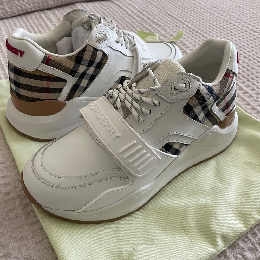 BURBERRY CHECK COTTON SNEAKERS